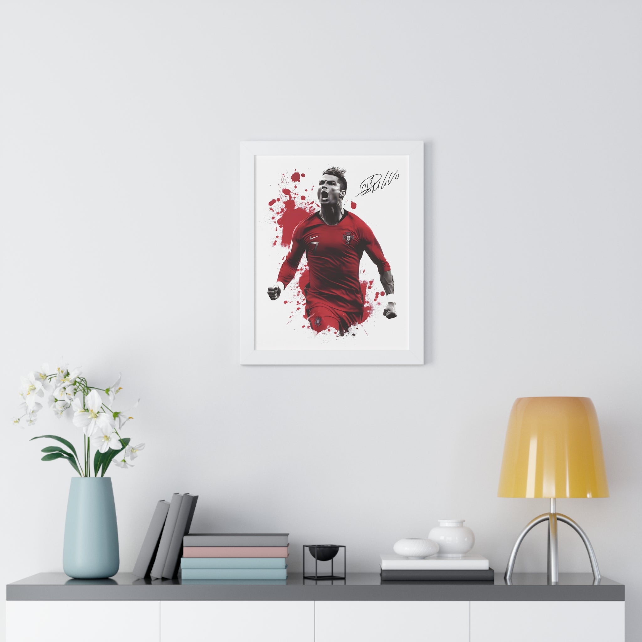 Ronaldo Framed Print with Signature | Celebrating for Portugal