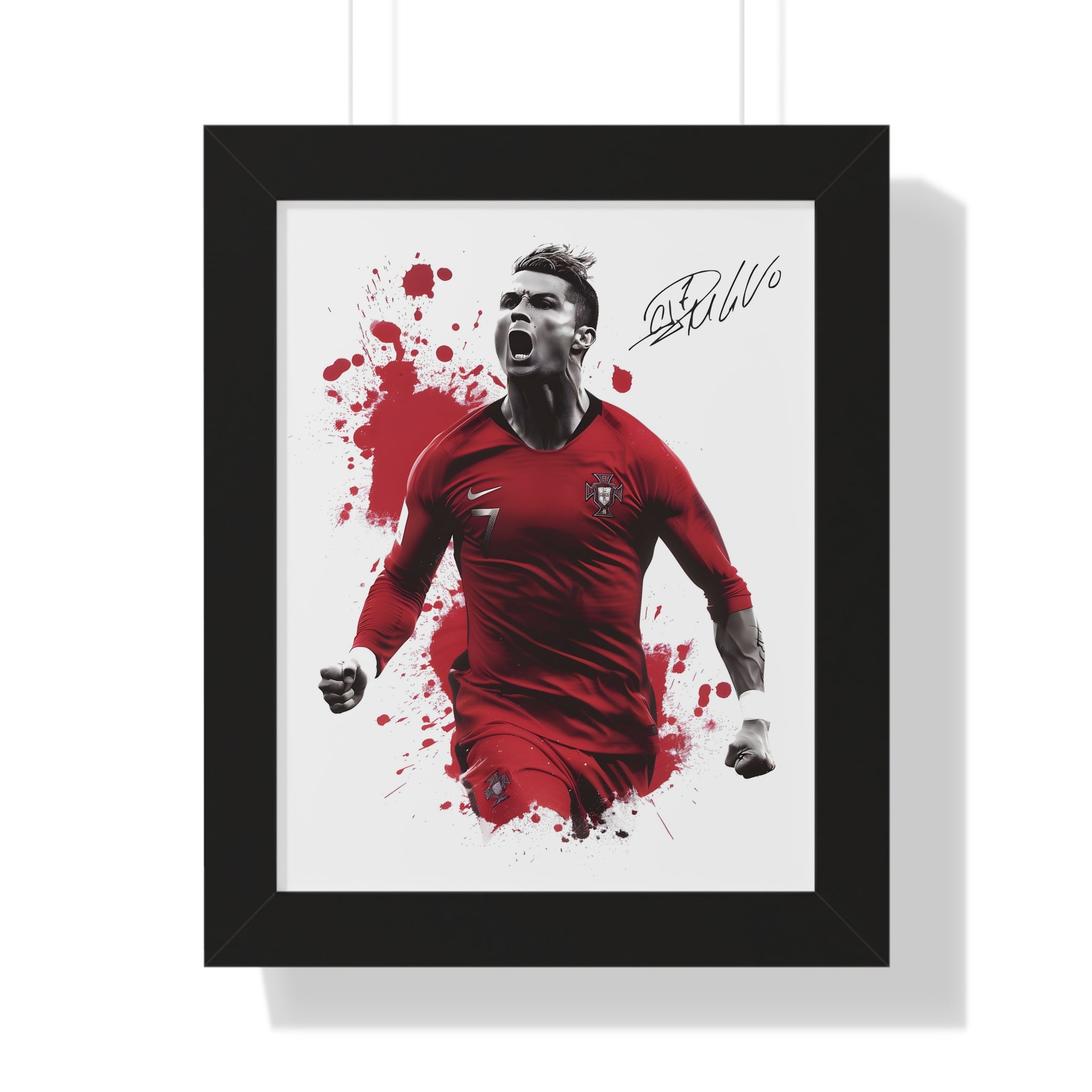 Ronaldo Framed Print with Signature | Celebrating for Portugal