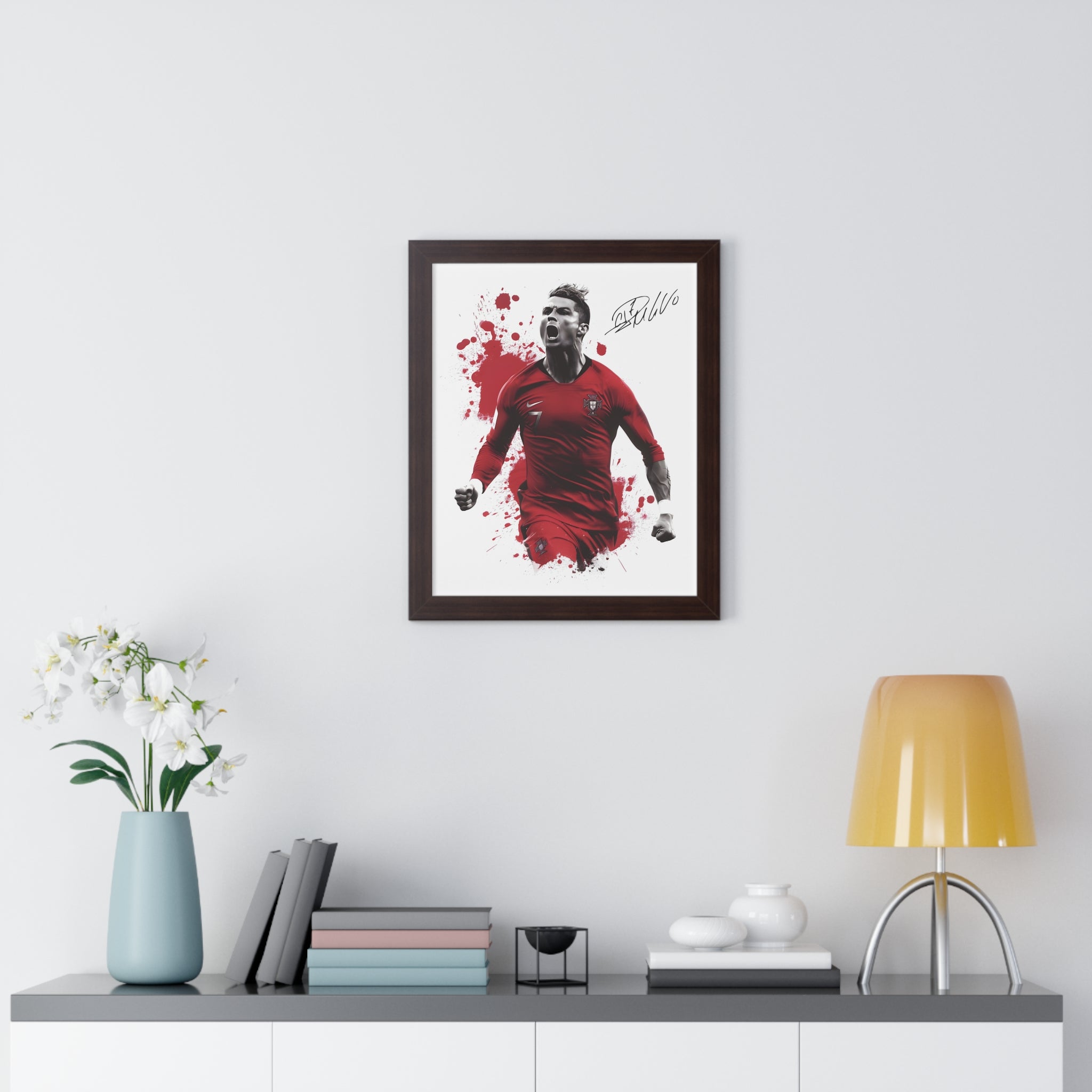 Ronaldo Framed Print with Signature | Celebrating for Portugal
