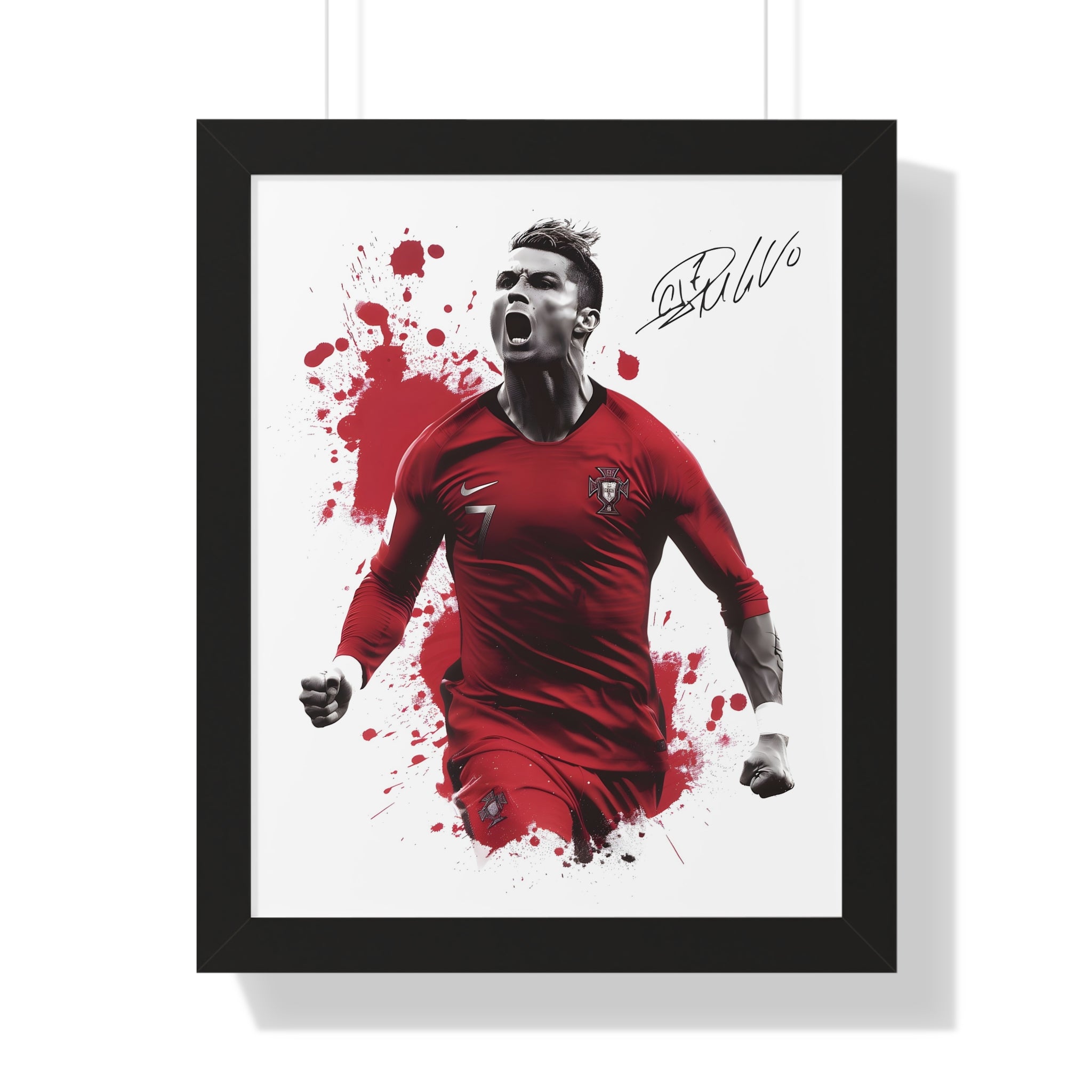 Ronaldo Framed Print with Signature | Celebrating for Portugal