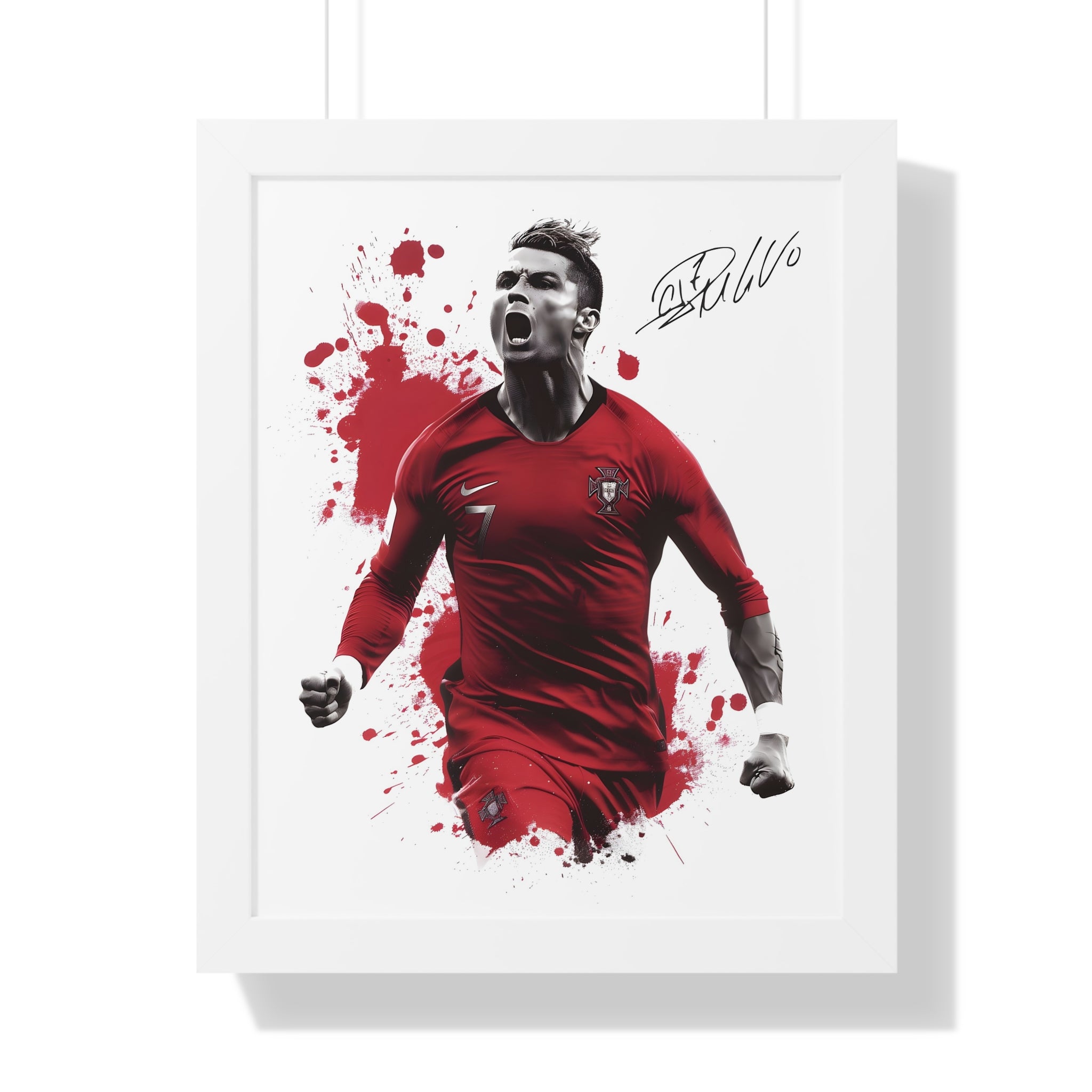 Ronaldo Framed Print with Signature | Celebrating for Portugal